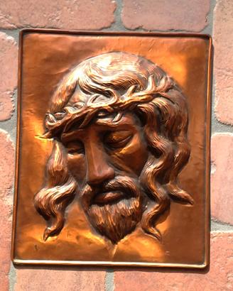 JESUS GESÙ Icona Rame Sbalzato 37 x 31 Arte Sacra