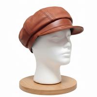 Cappello Baker Boy in Vera Pelle - Color Cognac