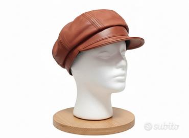 Cappello Baker Boy in Vera Pelle - Color Cognac
