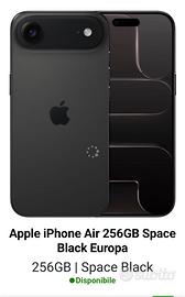 Iphone 17 air nero , 256 giga nuovo