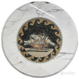 Base tavolo in marmo statuario con mosaico