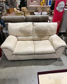 Divano 2 posti in pelle beige