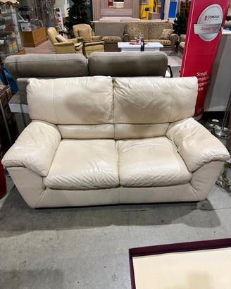 Divano 2 posti in pelle beige