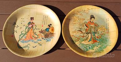 piatti cinesi in bambù intrecciato