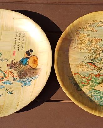 piatti cinesi in bambù intrecciato