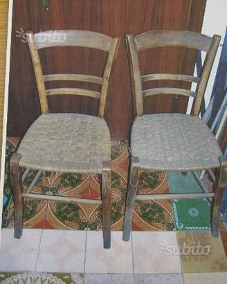Sedie vintage in legno impagliate
