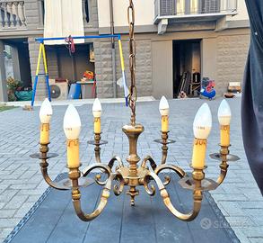 Lampadario classico in ottone - funzionante