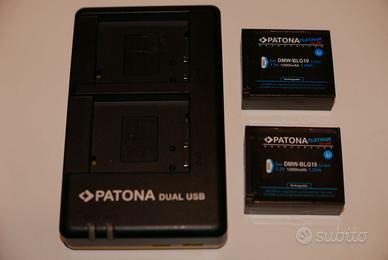 2 BATTERIE Patona per Panasonic + caricabatterie
