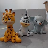 salvadanaio elefante, zebra e giraffa