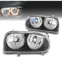 FARI VOLKSWAGEN VW GOLF 3 ANGEL EYES FONDO NERO H7