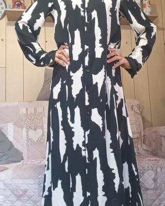 Abito Lungo H&M Taglia S 36-38 EU- Nero Bianco 
