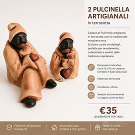Coppia Pulcinella artigianali in terracotta