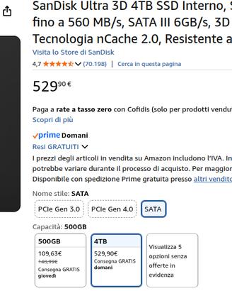 SanDisk Ultra 3D 4TB SSD Interno, SATA 2.5"