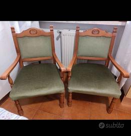 Poltrone vintage in velluto verde