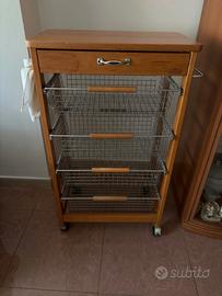 Carrello da cucina in legno Valsecchi
