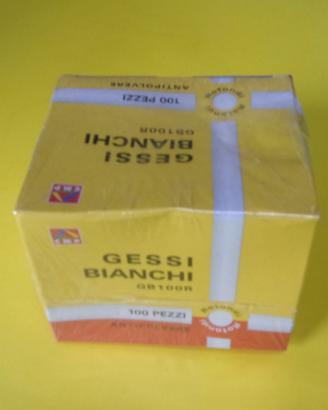 Scatola 100 gessi bianchi rotondi, nuovi, mai usat