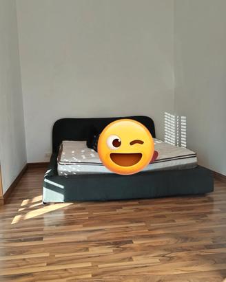 letto contenitore in stoffa BLU/NERO