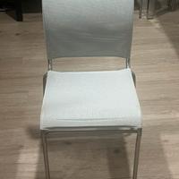 6 sedie tessuto grigio, struttura in metallo