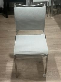 6 sedie tessuto grigio, struttura in metallo