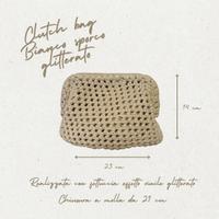 Clutch bag all’uncinetto bianco sporco glitterato