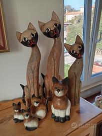 2 famiglie gatti in legno