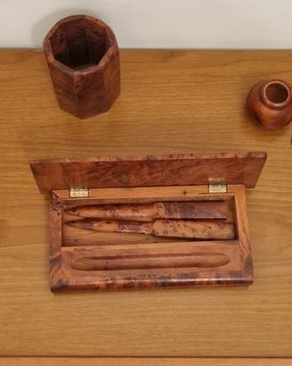 Set da scrivania in radica 