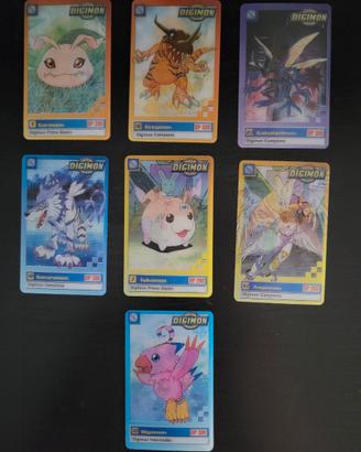 Lotto 7 card lenticolari Digimon Kinder e Ferrero