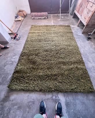Tappeto verde e giallo Due Palme lana vergine
