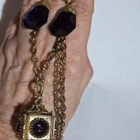 Orecchini vintage e collana metallo dorato