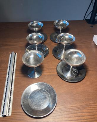 Set 6 coppe Facix acciaio inox 18/10 + piattini