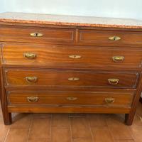 Cassettiera antica anni ‘30 in legno e marmo