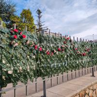 siepe di edera finta con fiori 