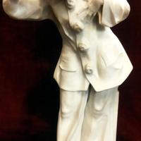 SCULTURA STATUA IN  MARMO - PIERROT - 62 cm