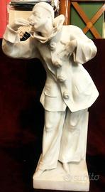 SCULTURA STATUA IN  MARMO - PIERROT - 62 cm