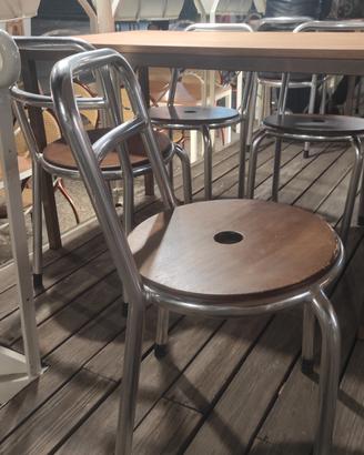 Sedia designer in Alluminio con tamburo in legno