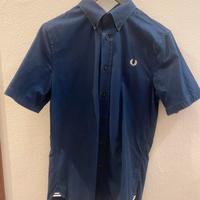 Camicia a mezze maniche fred perry blu tg xs