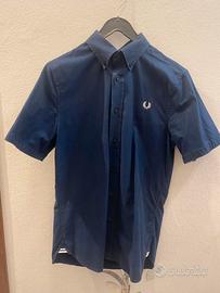 Camicia a mezze maniche fred perry blu tg xs