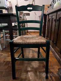 Sedie in legno impagliate colore verde