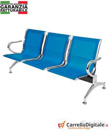 panca da attesa in acciaio colore blu 3 posti