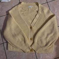 Cardigan giallo misto lana