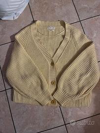 Cardigan giallo misto lana