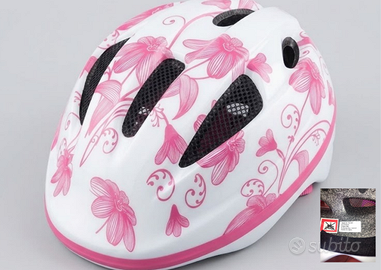 Casco Bici/Pattini Bambina Rosa a Fiori (Tg. 52-56