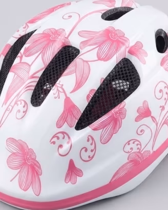 Casco Bici/Pattini Bambina Rosa a Fiori (Tg. 52-56