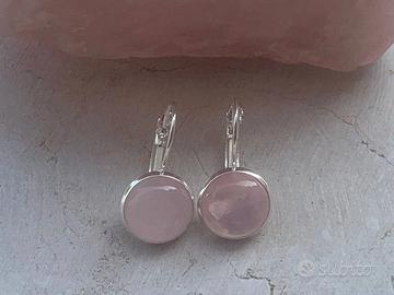 Orecchini in Argento 925 e Quarzo Rosa