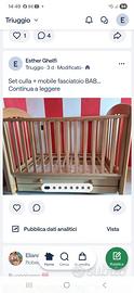 Culla + Mobile Fasciatoio BABY ITALIA con accessor