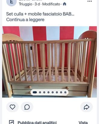 Culla + Mobile Fasciatoio BABY ITALIA con accessor