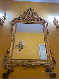 Specchiera grande rifinitura foglia oro