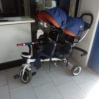 Triciclo passeggino doppio gemelli