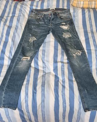Jeans Zara Skinny Strappato Scuro
