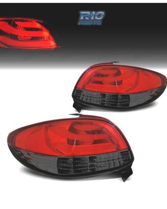 FANALI PEUGEOT 206 98-09 LIGHT BAR ROSSO AFFUMICAT